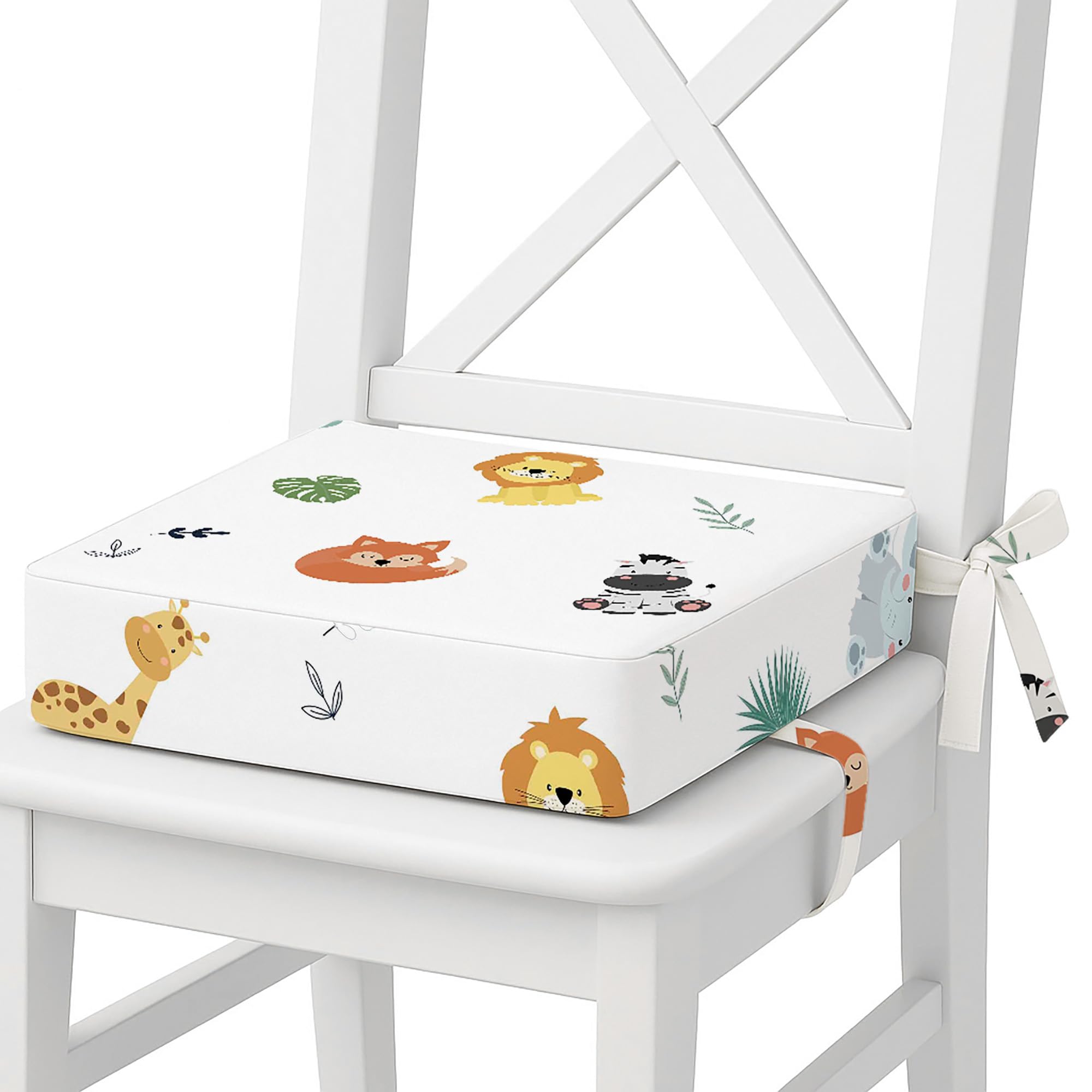 Rialzo sedia bambini o cuscino rialzato per seduta 32x32x8 cm - seduta rialzata supporto per bambino o bambina con inserto in schiuma e lavabile federa Safari