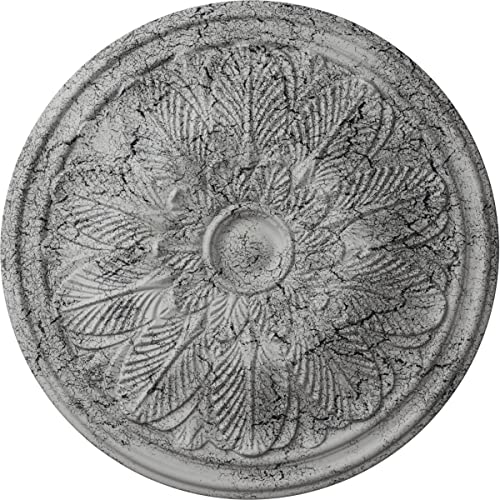 Image of Ekena Millwork CM22BOUWC Bordeaux Ceiling Medallion, 22 5 /8 OD x 1 3 /4 P, Ultra Pure White Crackle