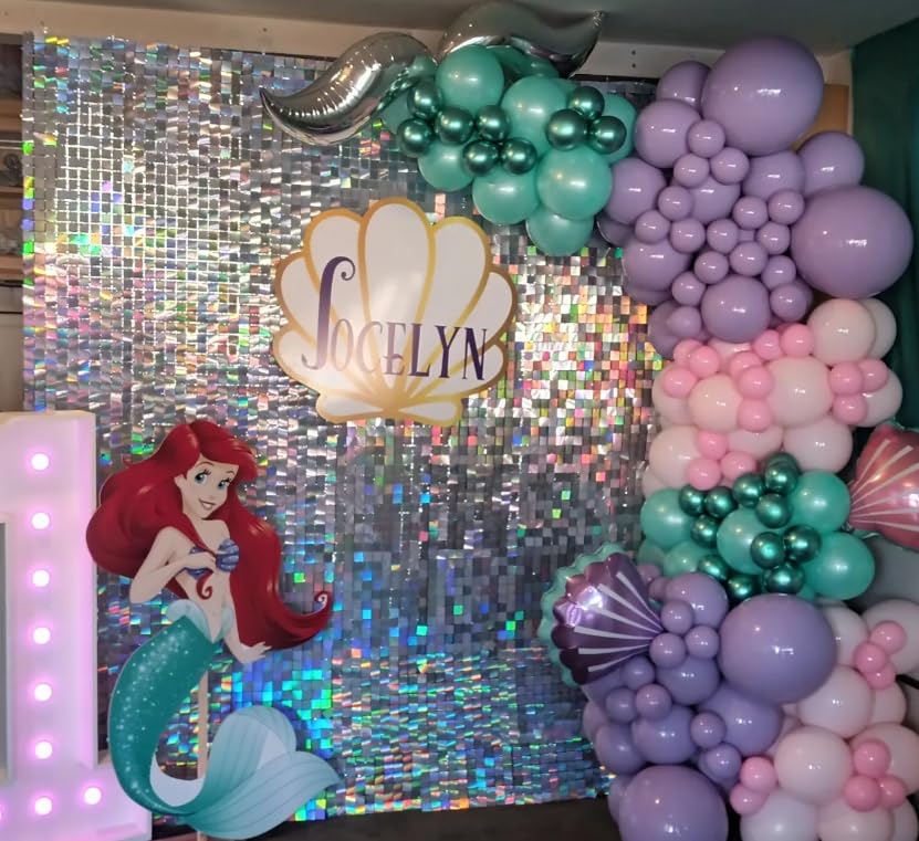 Image of Shimmer Wall Backdrop - 24pcs Decorations Panel | Wedding, Birthday, Anniversary, Engagement & Bridal Shower Party Decor Panel (Iridescent Silver)