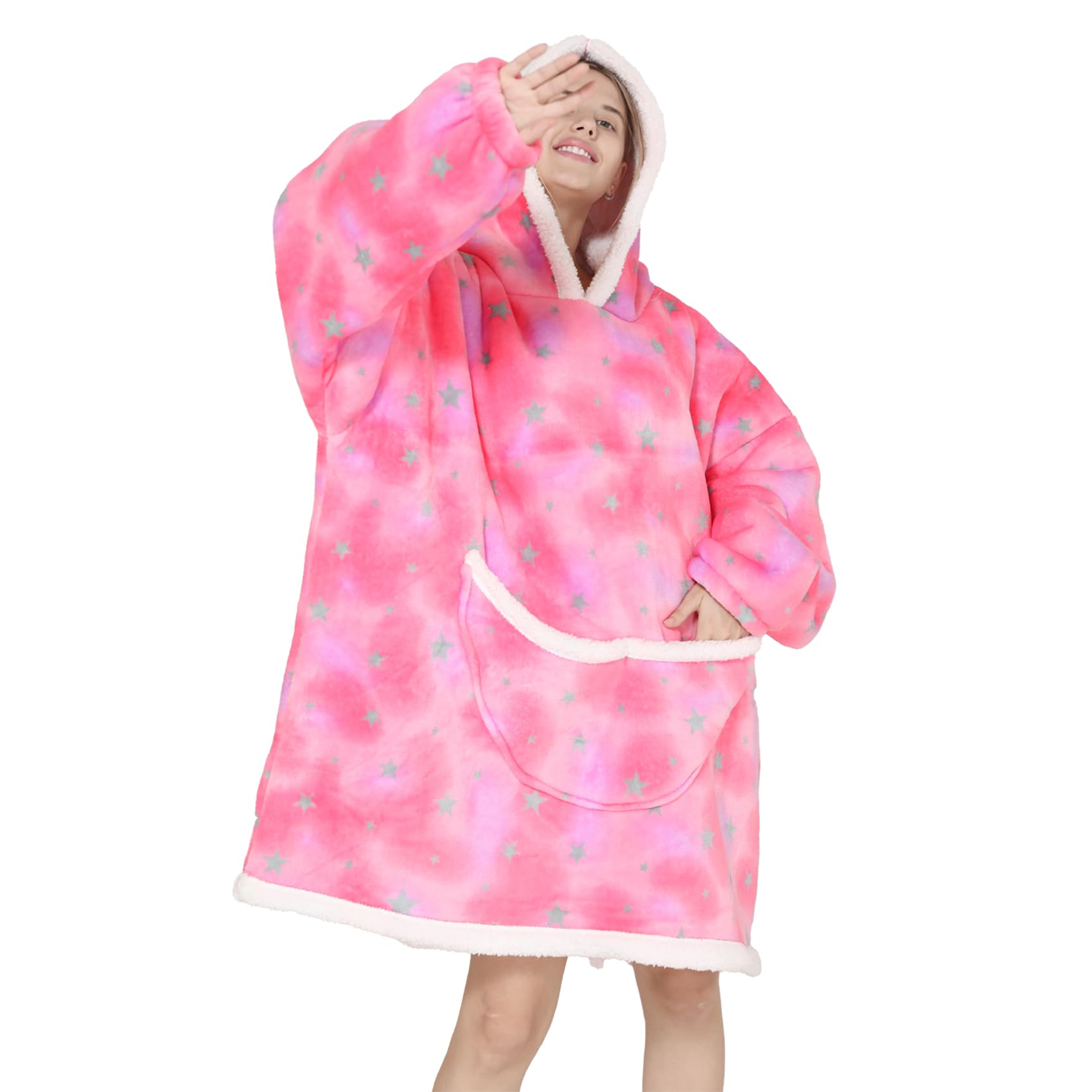 Coperta con Cappuccio Oversize - Coperta Indossabile in Pile Sherpa da Donna Adulta Coperta con Cappuccio Gigante Calda e Accogliente Felpa Soffice per Donna e Uomo