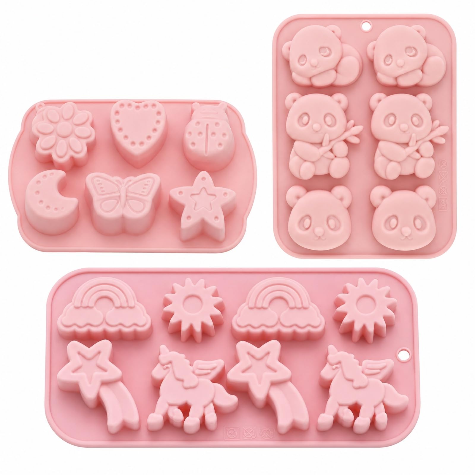 Chocolate Silicone Mould 3PCS, Pink Panda Star Cloud Design, for DIY Chocolate Making, Soap Moulding, Party Decorations, Reusable Baking Mould-image-9
