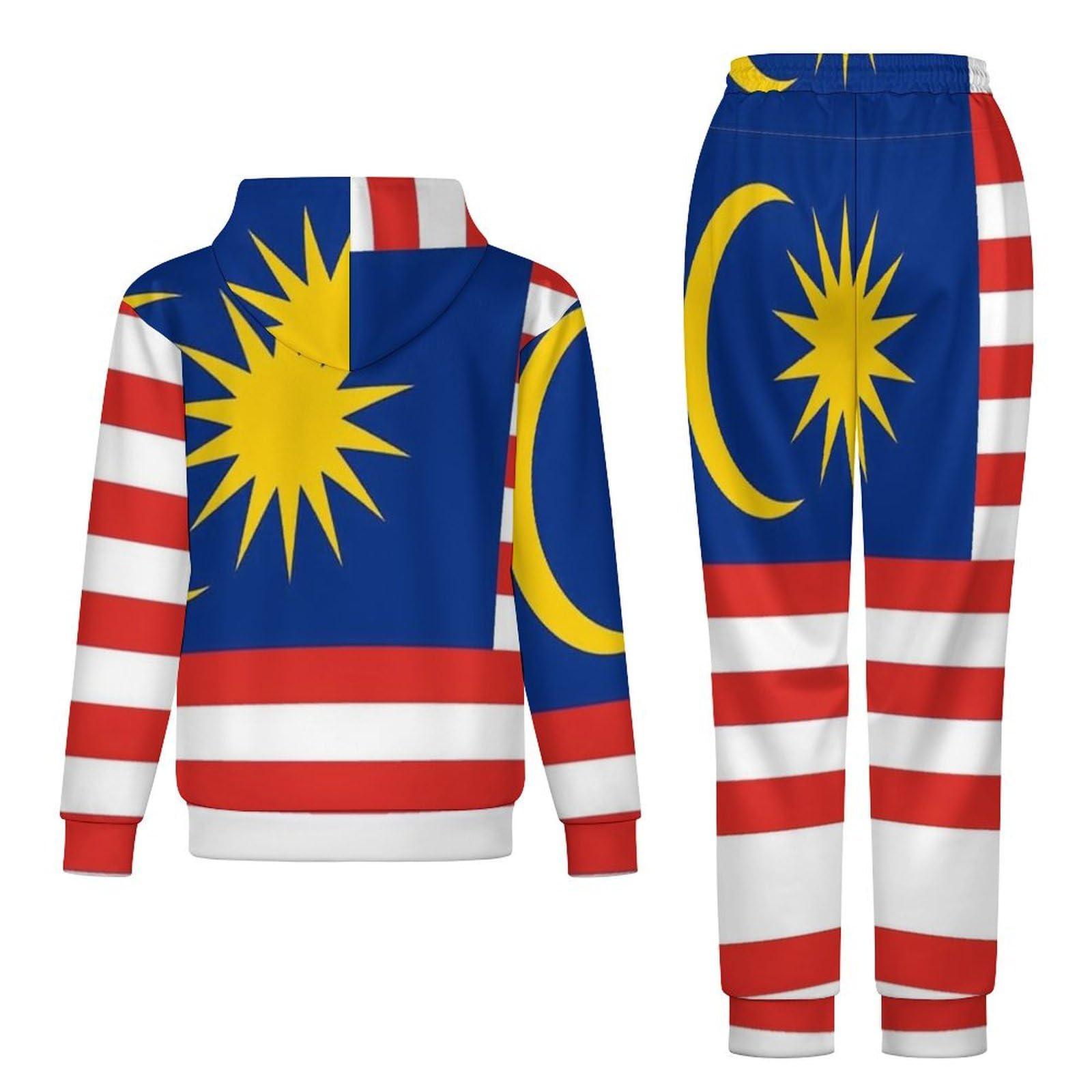 Tuta Da Uomo E Da Donna Set Completo 2 Pezzi Tuta Da Ginnastica Vestito Bandiera Malese Stampa Manica Lunga Girocollo Pullover Felpa Jogger Pantaloni Della Tuta Lounge Set Completo