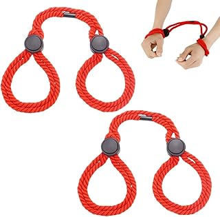 SGERUFZ 2 pcs Kit Bondage Débutant Corde BDSM Rouge Réglable pour Self Bondage, Menottes, Liens de Lit et Accessoires Érotiques