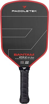 Paddletek Bantam GTO-C 14.3mm Hybrid Pickleball Paddle Raw Carbon Fiber Face Aerodynamic Tapered Shape Polymer Core 5.5" Handle UPA-A & PBCoR .43 Certified Made in USA