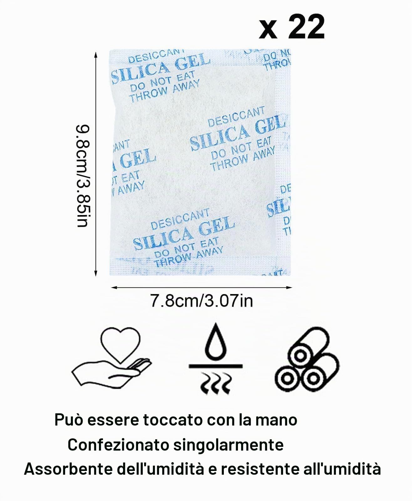 Sacchetto di essiccante, 25 g x 25 pezzi, Essiccante Ricambio, Sacchetto di Essiccante Umidità, Assorbitore di Umidità,Silica gel essiccante, per mangiatoia automatica per gatti da 5 litri