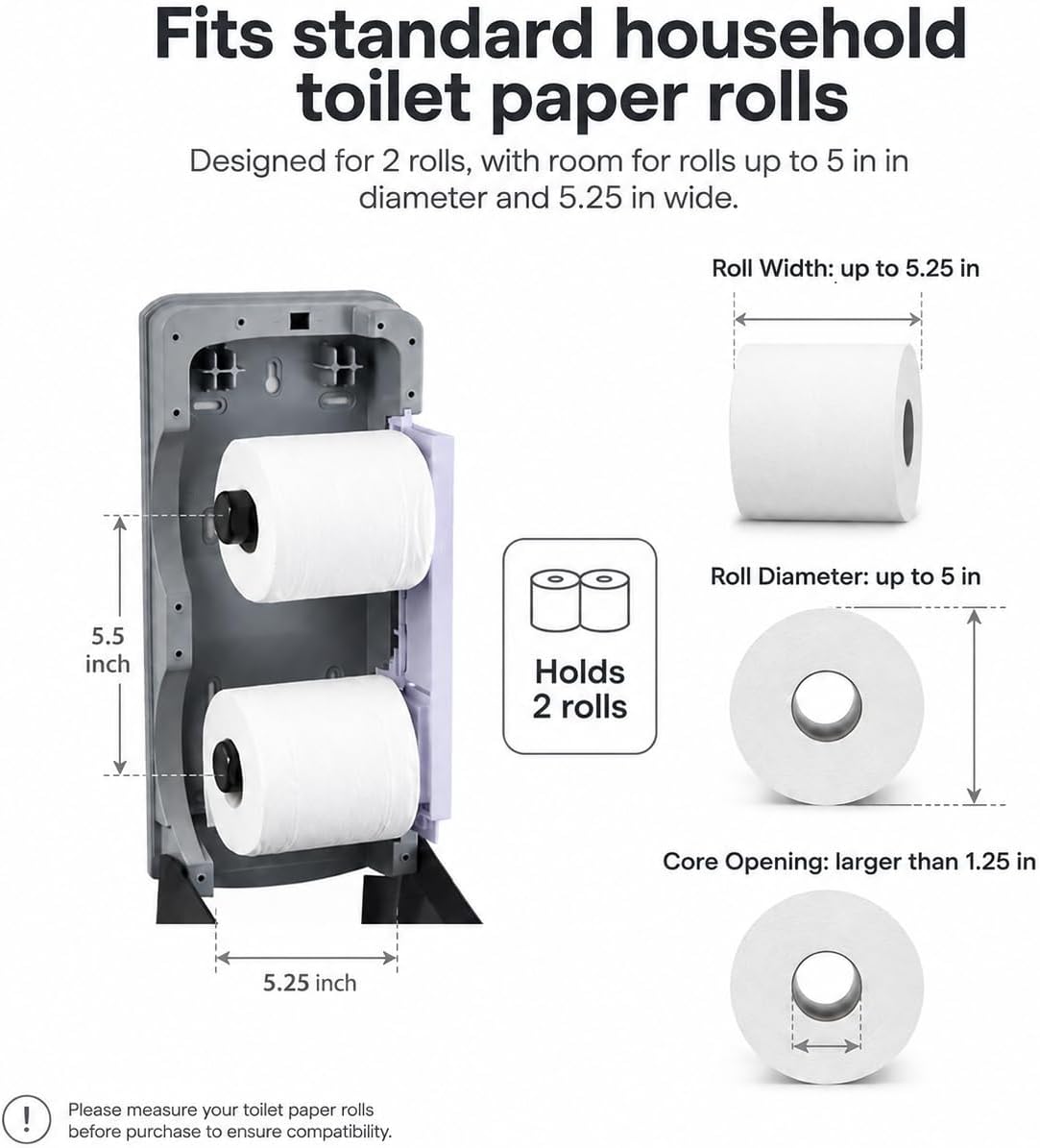 Twin Toilet Paper Dispenser for Standard Rolls: modunful M9 D-3322 White image 3