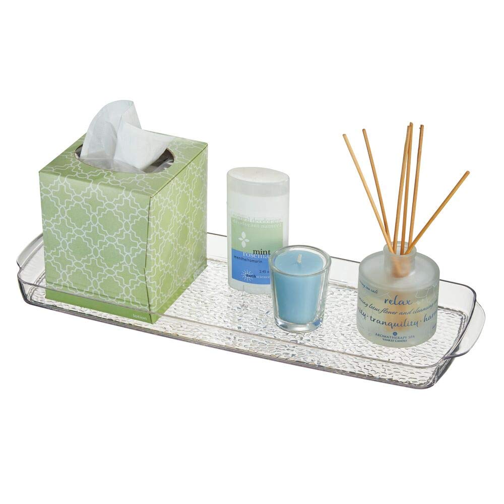 mDesign Long Plastic Bathroom Vanity, Countertop, Toilet Tank Top