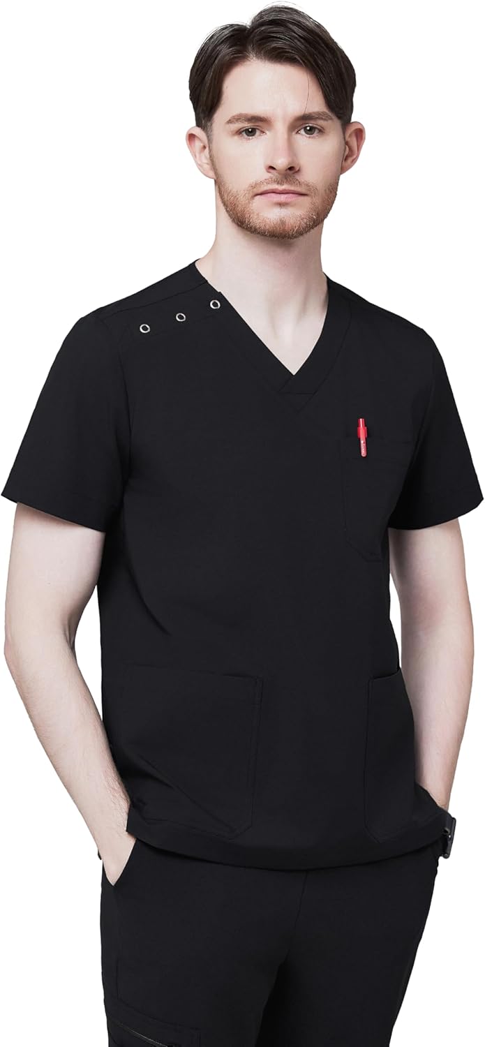 Men's Shoulder Button Scrub Top