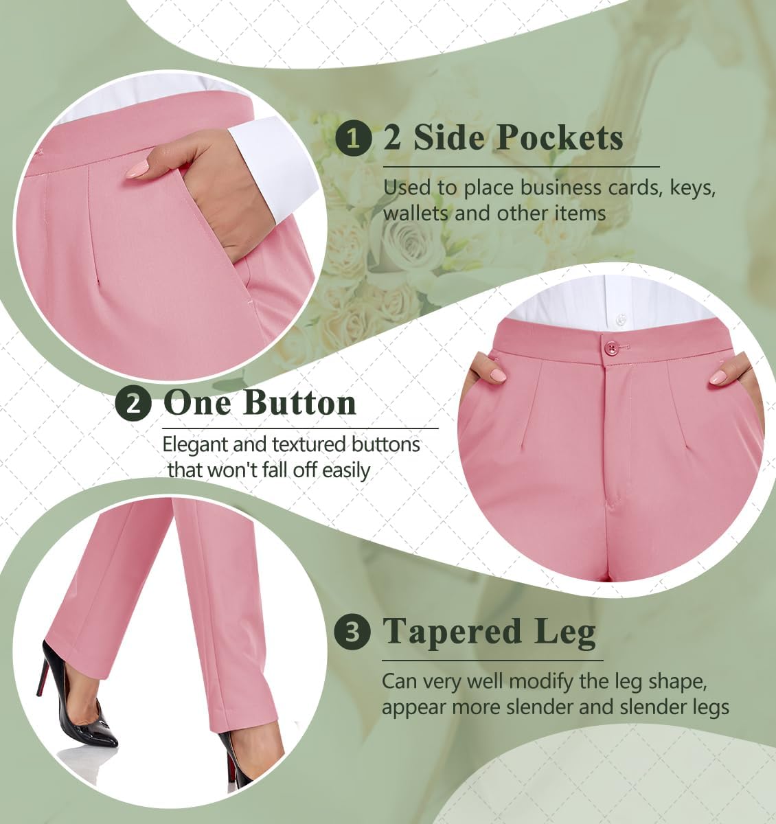 Women's Suits for Work Professional, 2 Piece Office Work Suit Set, Slim Fit One Button Blazer Jacket and Pants Set