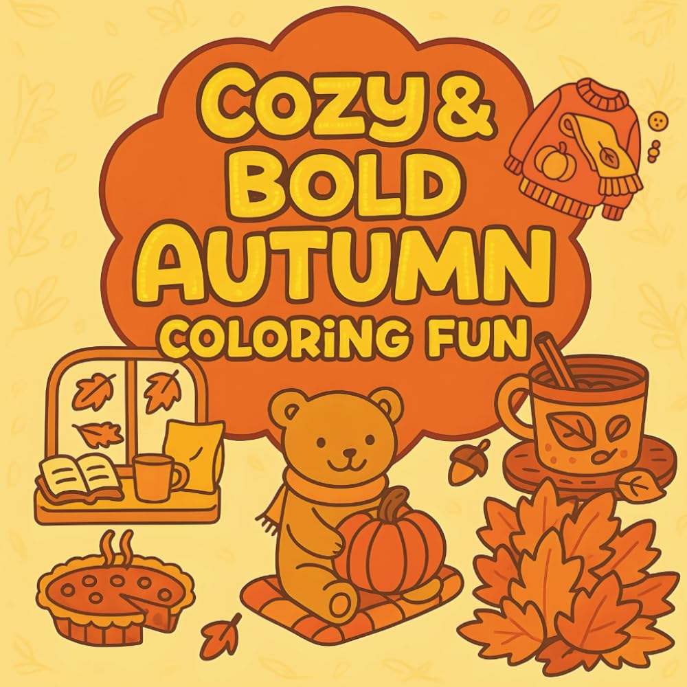COZY & BOLD AUTUMN COLORING FUN: 60 Cozy & Hygge-Inspired Designs — Fun, Simple, and Relaxing for Adults and Kids (Cozy Coloring Books) Paperback
