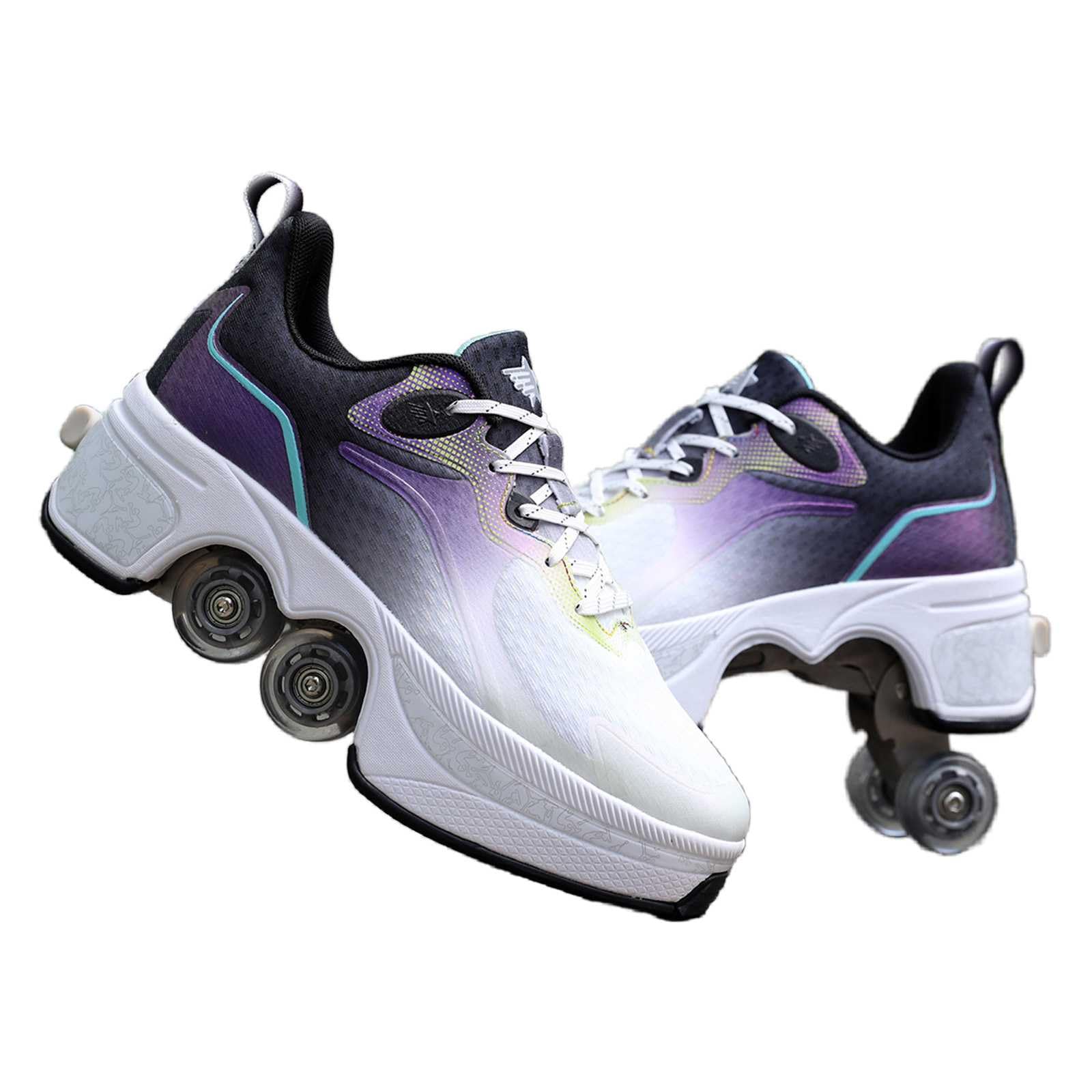 Schuhe mit Rollen für Männer Schuhe Rollschuhe Kinder Skateboard Schuhe Bequem Und Atmungsaktiv Quad Skates Verstellbare Rollschuhe Verstecktes Rad für Laufsportschuhe Zum Spielen für Männer