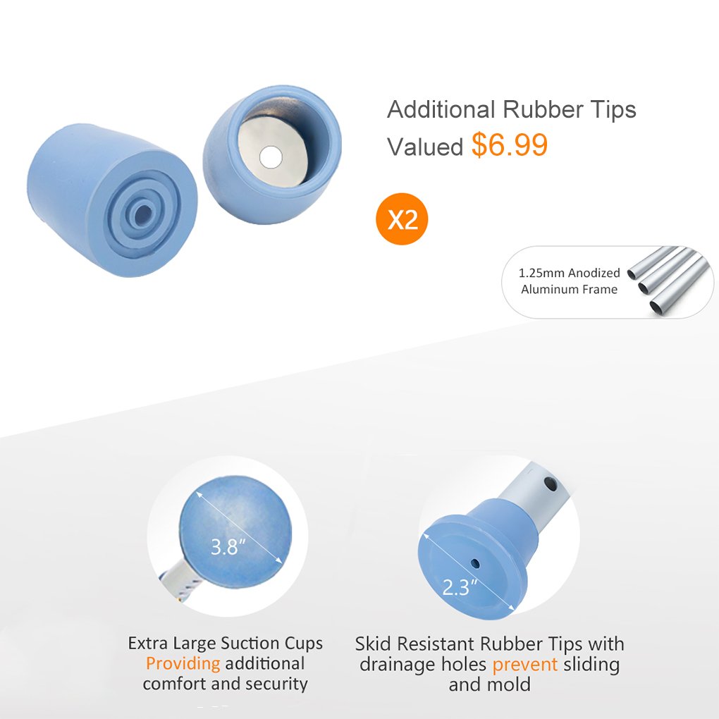 OasisSpace Toilet Rail - Medical Bathroom Safety Frame for Elderly, Handicap and Disabled - Adjustable Toilet Safety Handrail Grab Bar, 2 Additional Rubber Tips