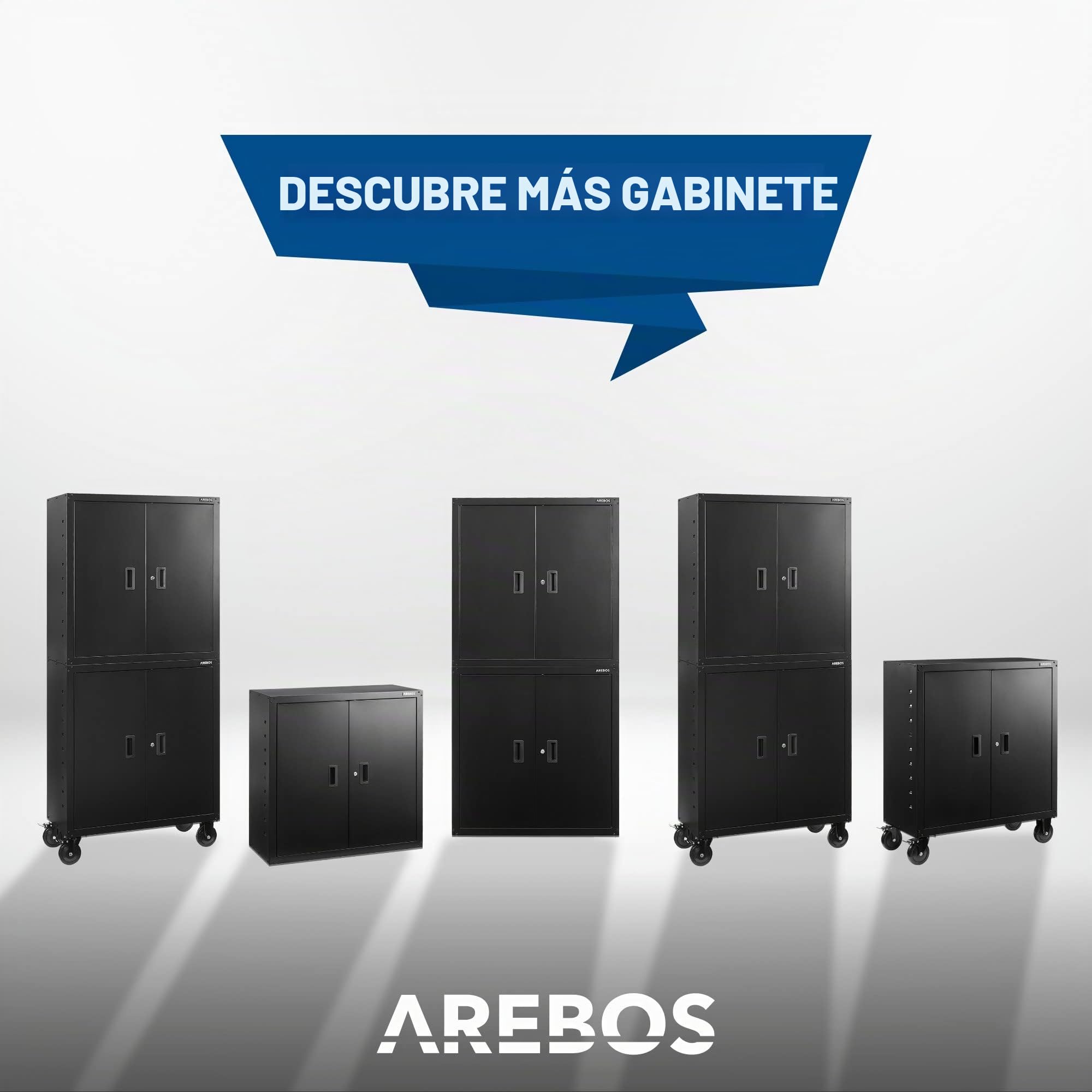Arebos Armario de Oficina y Almacenamiento | 4 Estantes de Altura Ajustable | 90x90x40 cm | Negro