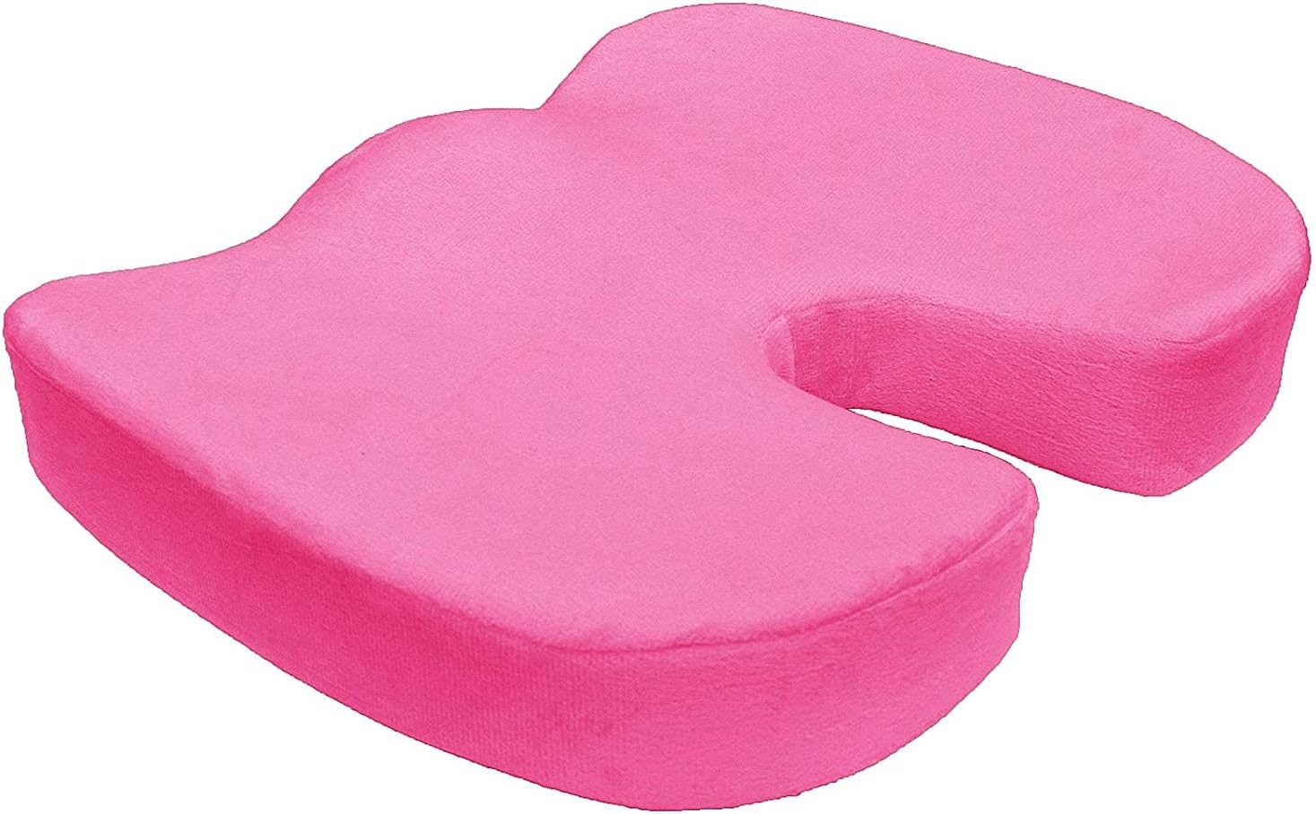 Soft Memory Foam Coccyx Seat Cushion Support Pillow Sciatica Pain Relief Car Office Chair (Hotpink)