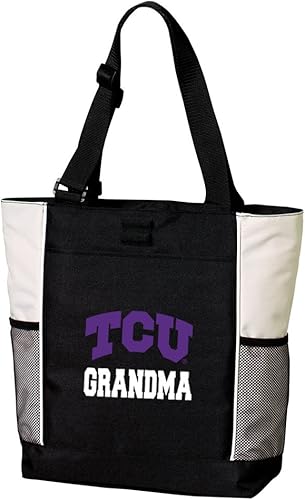 Broad Bay TCU Grandma Tote Bags Texas Christian University Abuela Totes Totes Playa Piscina o Viajes, Negro -, Talla única