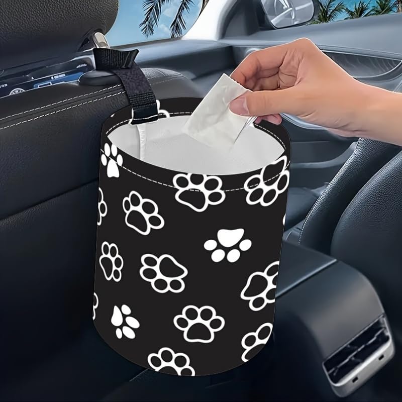 Image of Portable Reusable Waterproof Car Trash Bin, Multipurpose Vehicle Organizer, Road Trip Essentials (Dog paw 2)