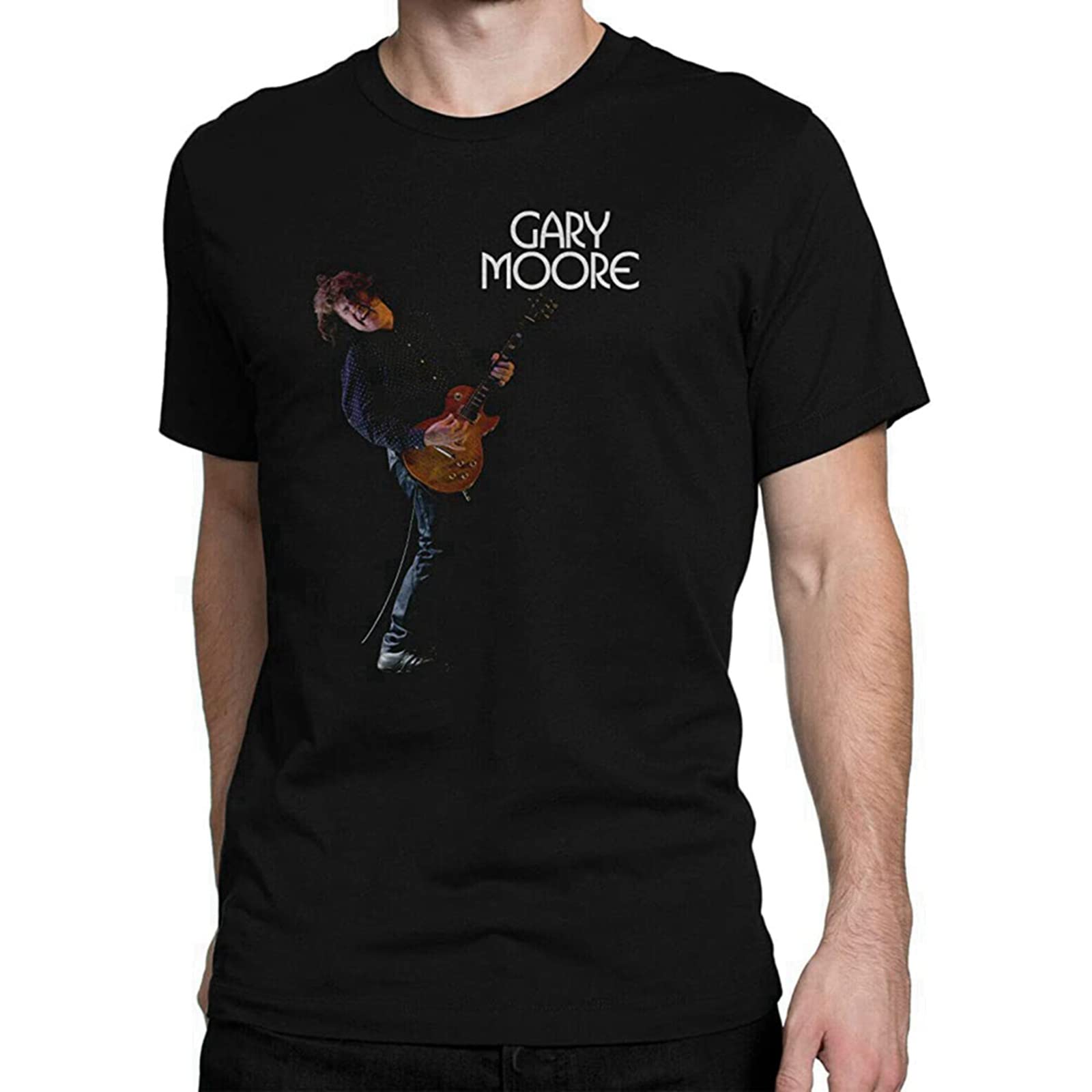 Haitun Men's Black New Gary Moore With Guitar Rock & Blues Guitarist T-Shirt Xl