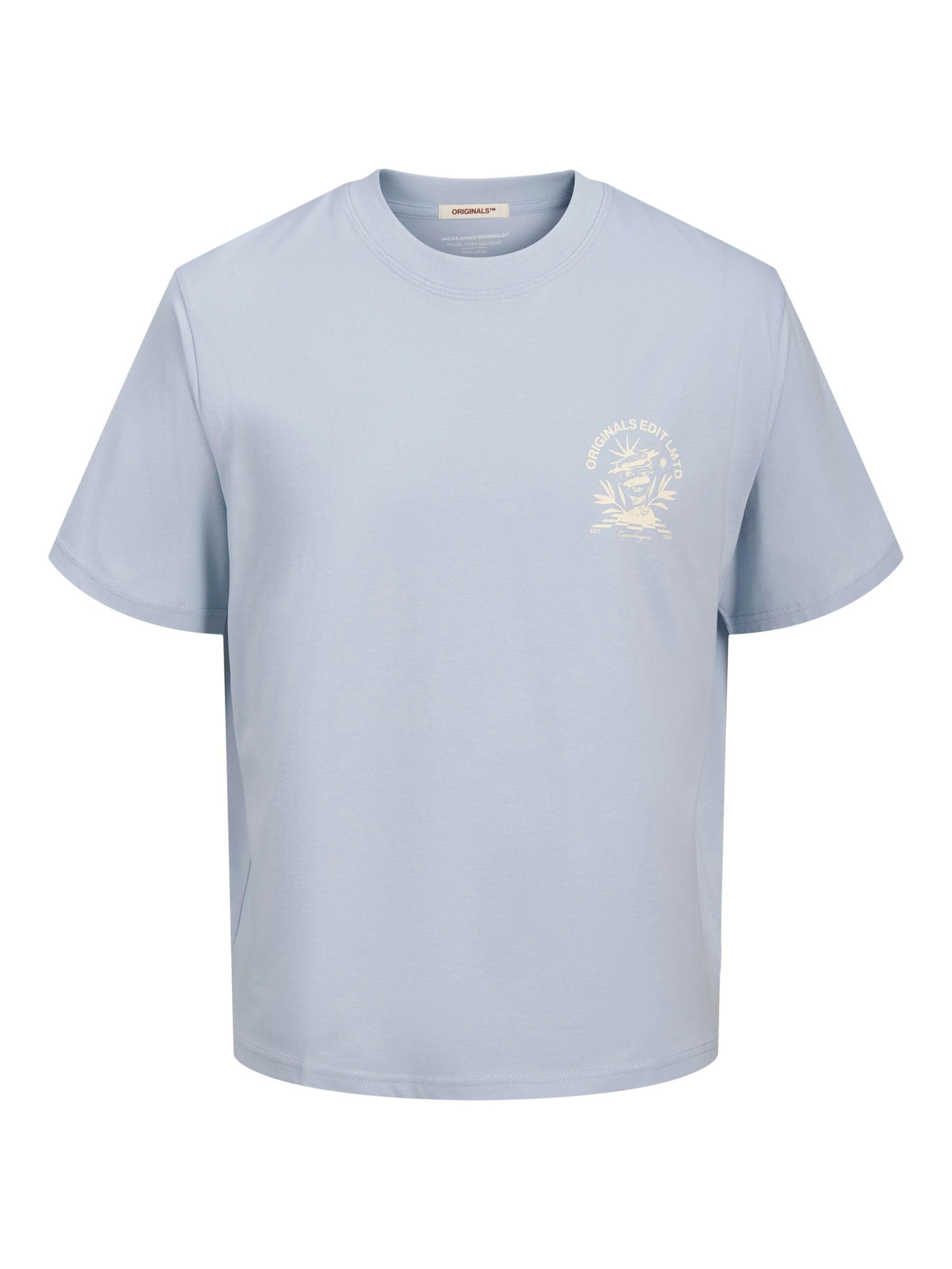 JACK & JONES Men's Jorbellagio Collage Tee SS Crew Ne Pls, Skyway, 4XL