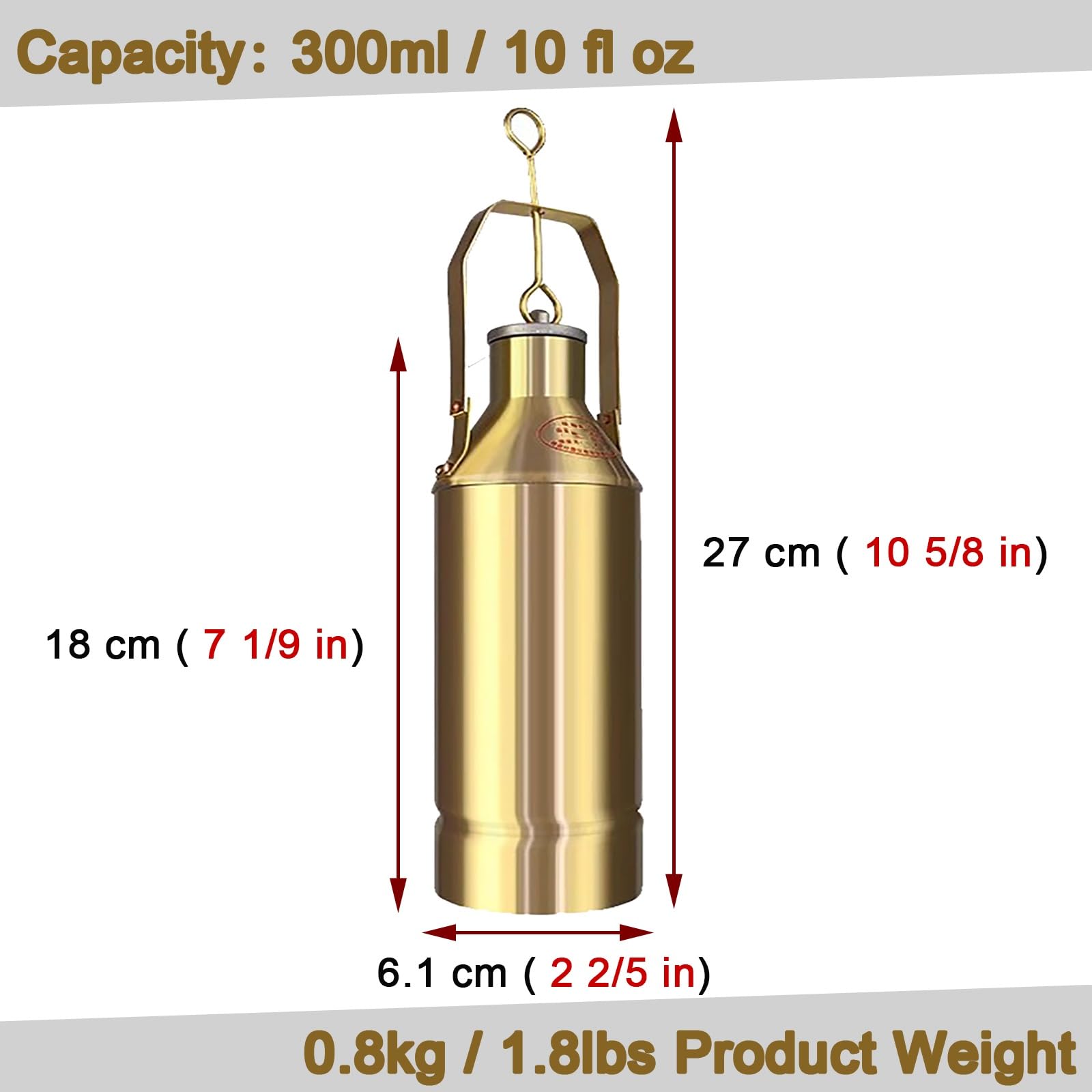 HDYZJQ Oil Sampling Container/Core Sampler, Handheld Oil Sampling Device/Liquid Extractor for Fuel Oil/Gear Oil/Diesel Oil/Motor Oil, Easy to Clean(Brass,S-300ml)