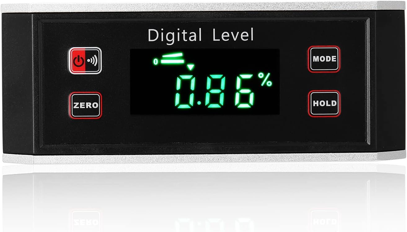 Portable 4*90° IP54 Waterproof Dustproof Level High Precisions Angle Finder Digital Protractor Inclinometer Digital Level LCD Display Absolute Measurement/Relative Measurement Data Hold Function