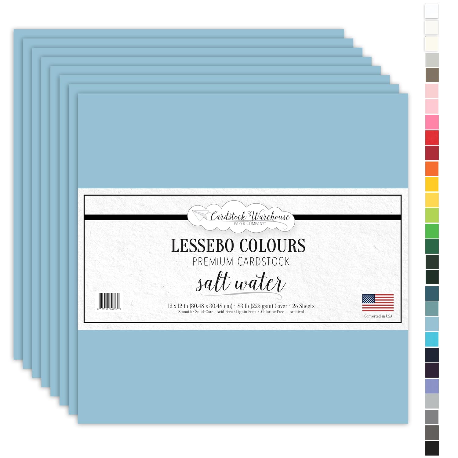 Cardstock Warehouse Lessebo Salt Water Cardstock Paper – 25 Sheets, 12 x 12" - 83 lb. / 225 GSM Premium Matte Blue Card Stock for Scrapbooking,