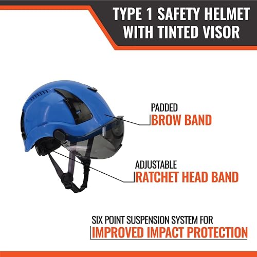 Miniatura 3 de Malta Dynamics APEX ANSI Z89.1 - Casco de seguridad tipo 1 para construcción con viseras complementarias