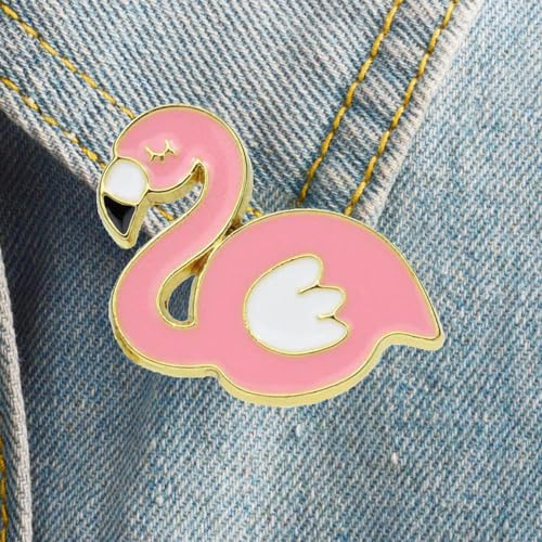 Image of Flamingo Enamel Pin Cute Pink Flamingo Enamel Pins with Safety Backing Cartoon Flamingo Charms Accessories Flamingo Stuff Gift Jewelry Backpack Lapel Brooches for Women