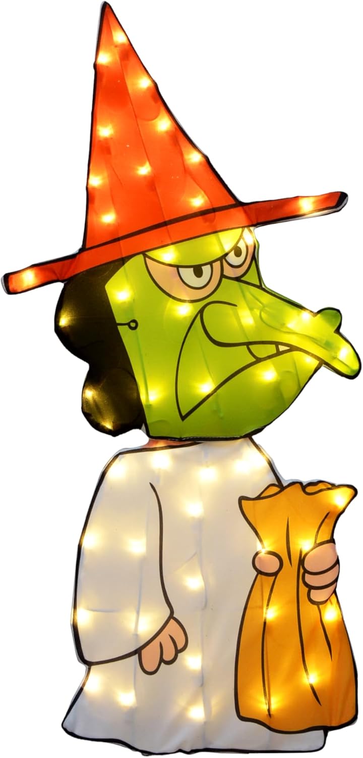 Peanuts 2 Dimensional Halloween Lighted LED Outdoor Indoor DÉCOR 32IN Ghost Green Witch Lucy Lucy Green Witch