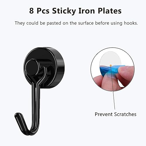Miniatura 4 de Tohoer Ganchos magnéticos, gancho magnético de neodimio resistente de 30 libras con a prueba de óxido para colgar en interiores y exteriores,