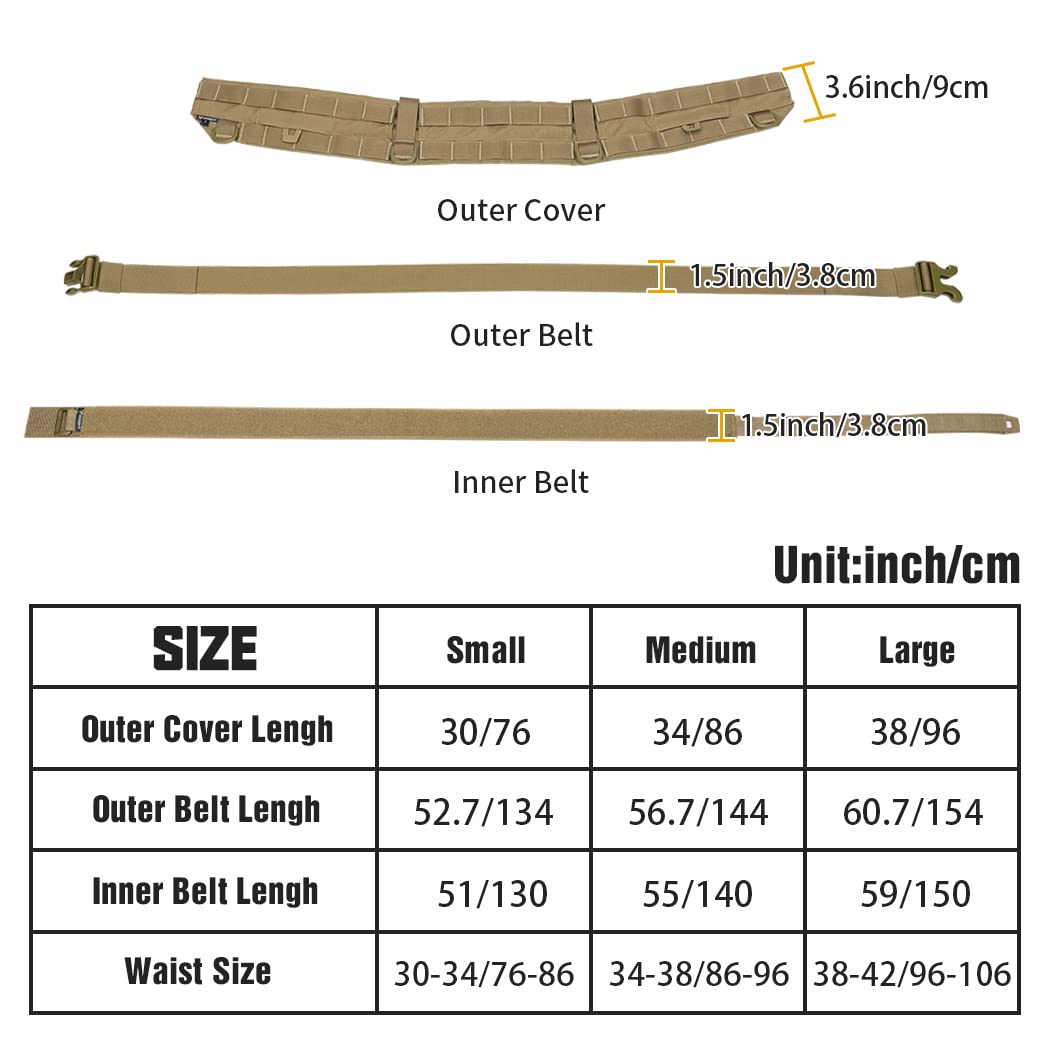 IDOGEAR Taktischer Gürtel Kampfgürtel Militär Molle Rigger Kampfgürtel mit Verstellbarem Innen- und Außengurtset