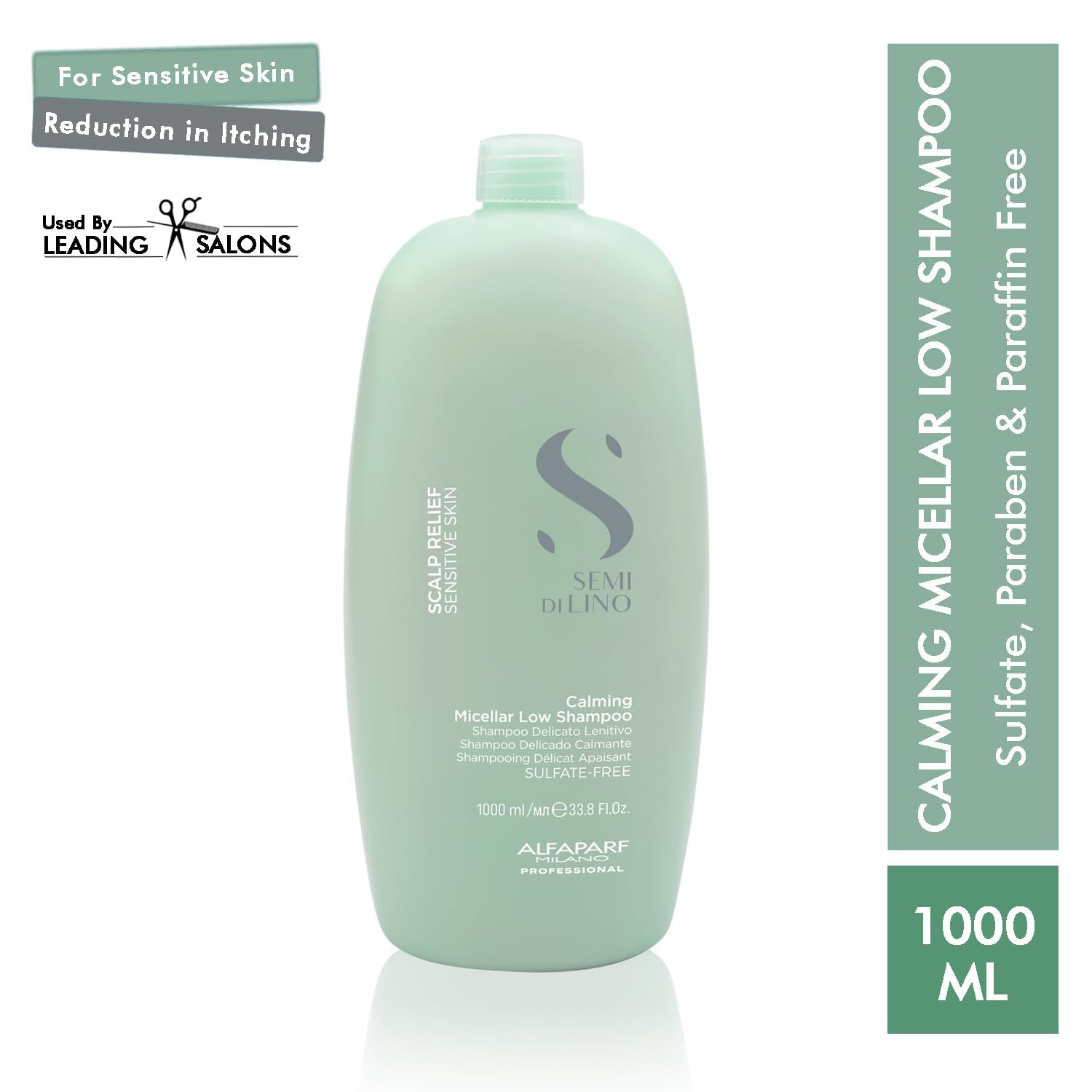 Alfaparf Milano Semi Di Lino Scalp Relief Low Shampoo for Sensitive Skin - Sulfate Free Shampoo - Soothes, Brings Comfort and Hydrates - Itch Relief - Professional Salon Quality
