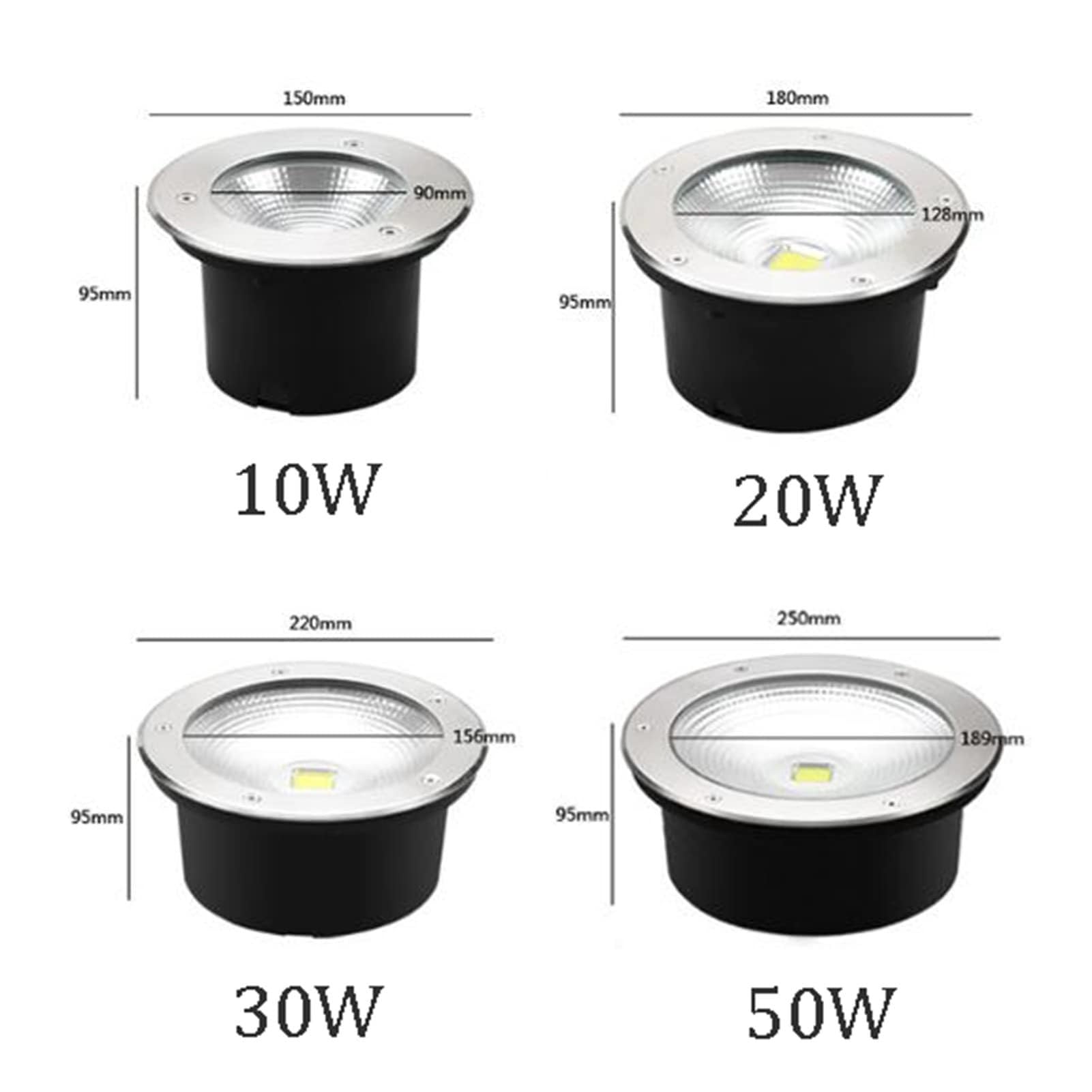 Podtynkowe oświetlenie zewnętrzne - wbudowana lampa podłogowa, reflektor krajobrazowy COB wpuszczany AC85-265V, wodoodporny IP66, okrągły podtynkowy, do parku, podwórza, narożnika trawnika
