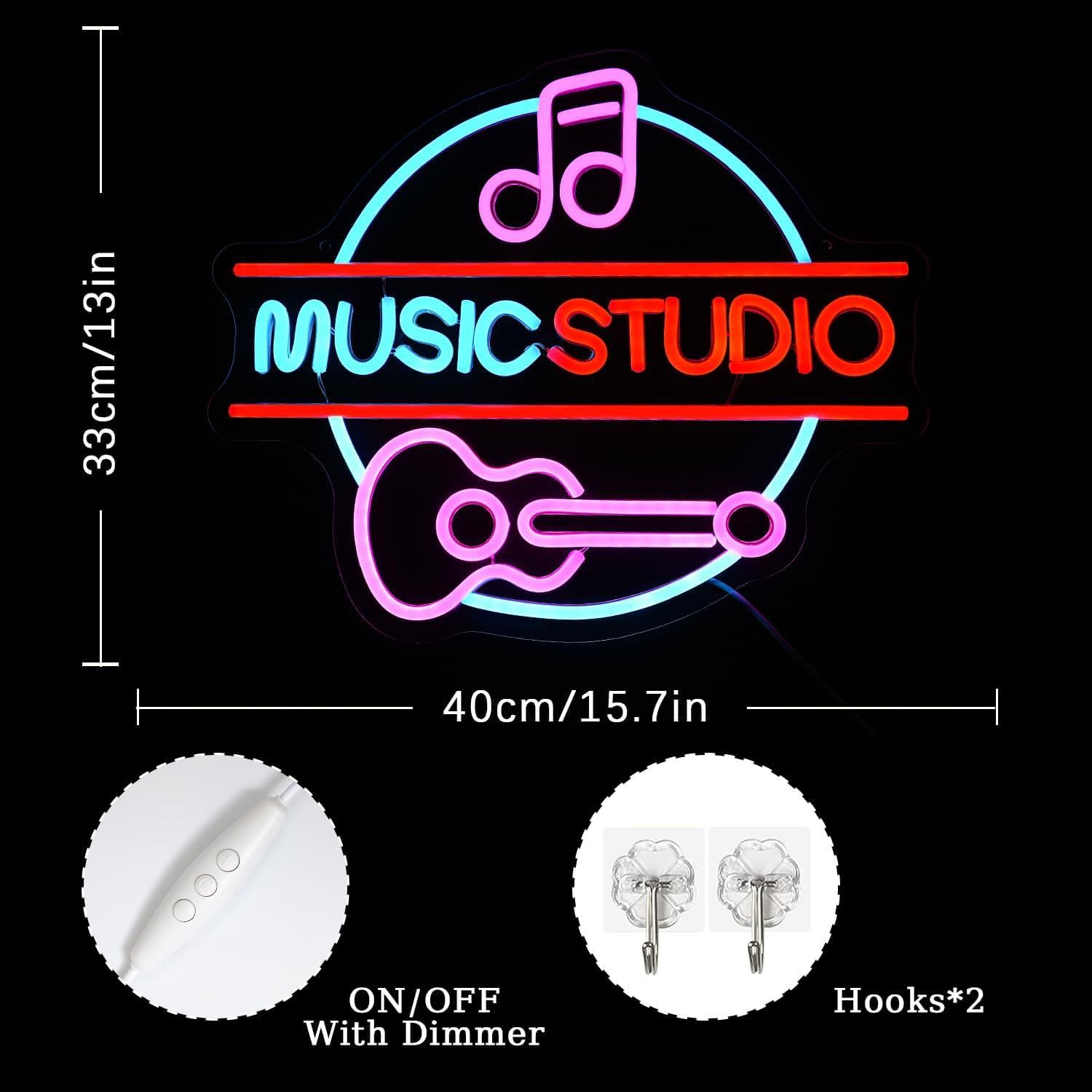Music Studio LED neonowe sygnały na ścianę dekoracje ścienne neon akrylowe światła LED z zawieszonym łańcuchem oświetlające znaki do dekoracji sypialni dyplom bar pub 5V USB