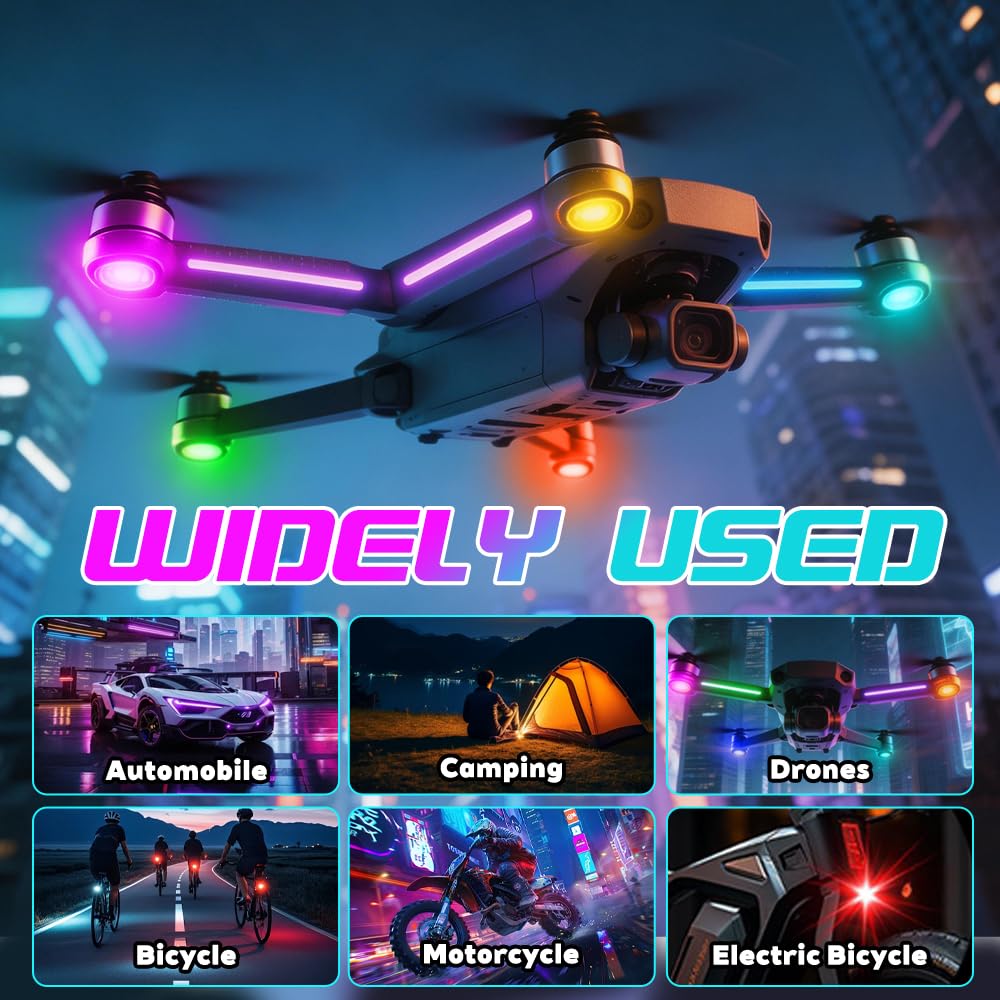 8 Piezas Luz Estroboscopica Drone, 8 Colores LED Estroboscópicas con Control Remoto, USB Estroboscópica de Señal Anticolisión Luz de Advertencia Nocturna para Dron, Camión, Bicicleta