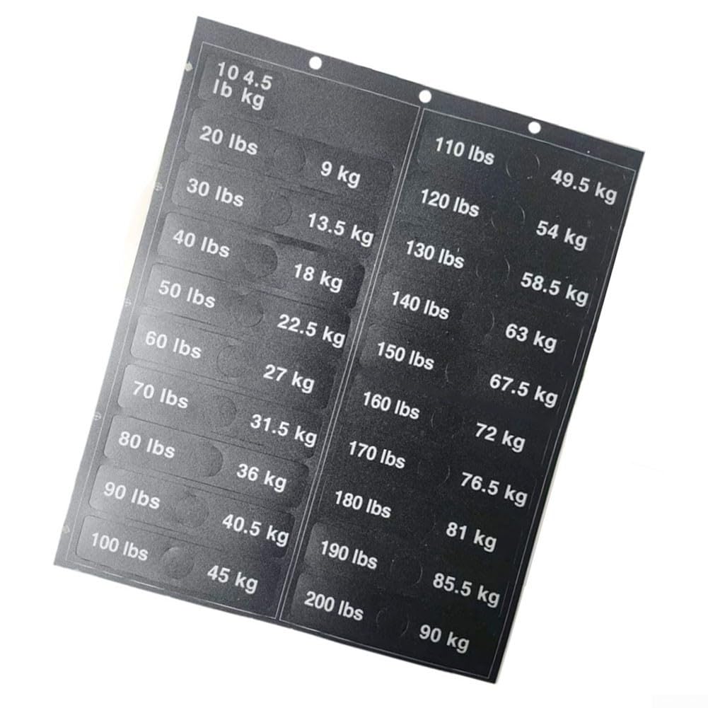 Weight Stack Labels Fitness Machine Weight Plate Identification Stickers Gym Equipment Sticker Black Various Specifications for Cardio Equipment Accessories Material (C)