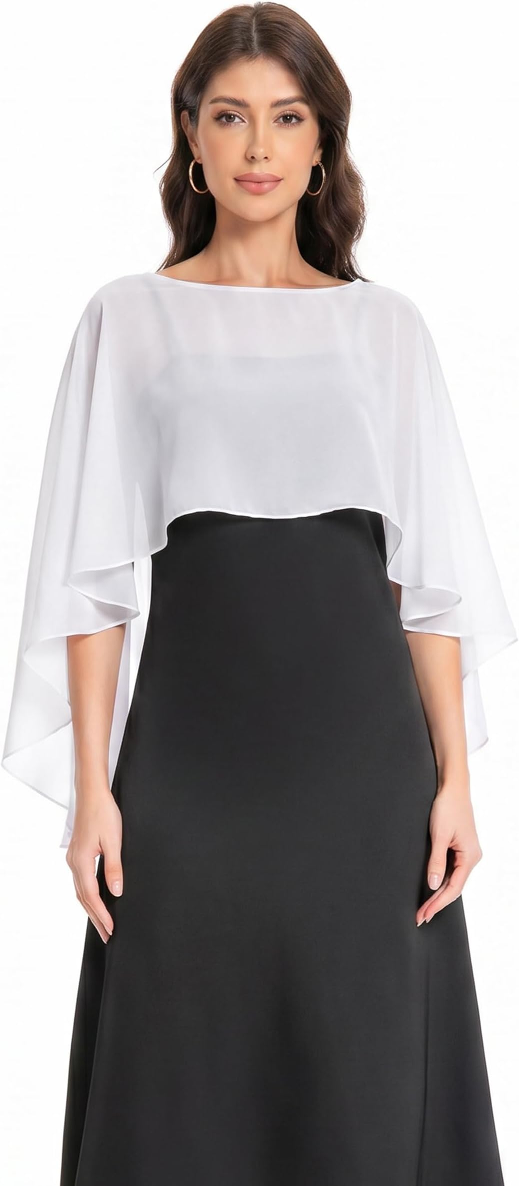 Women's Capelet Shawls and Wraps for Evening Dresses Soft Bridesmaid Shawl Chiffon Cape Wedding Cover Up