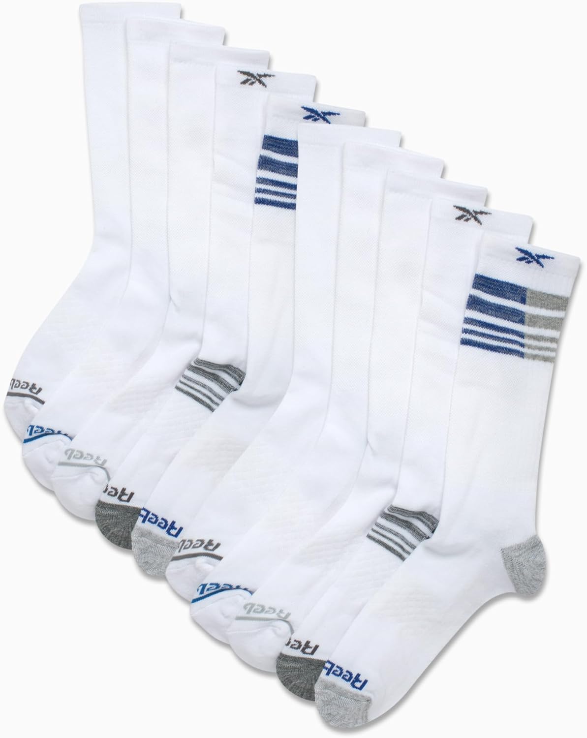 Reebok Men's Crew Socks - 10 Pack Stretch Performance Cushioned Crew Socks - Arch Support Athletic Socks for Men (6-12.5) - Image 2