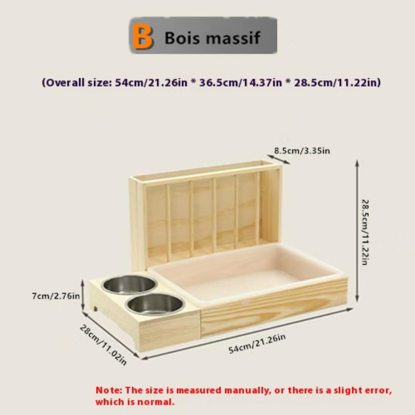 Mangiatoia per fieno in legno per conigli con lettiera per gatti ciotola per animali domestici 4 in 1, adatta per piccoli animali, conigli, criceti e porcellini d'India