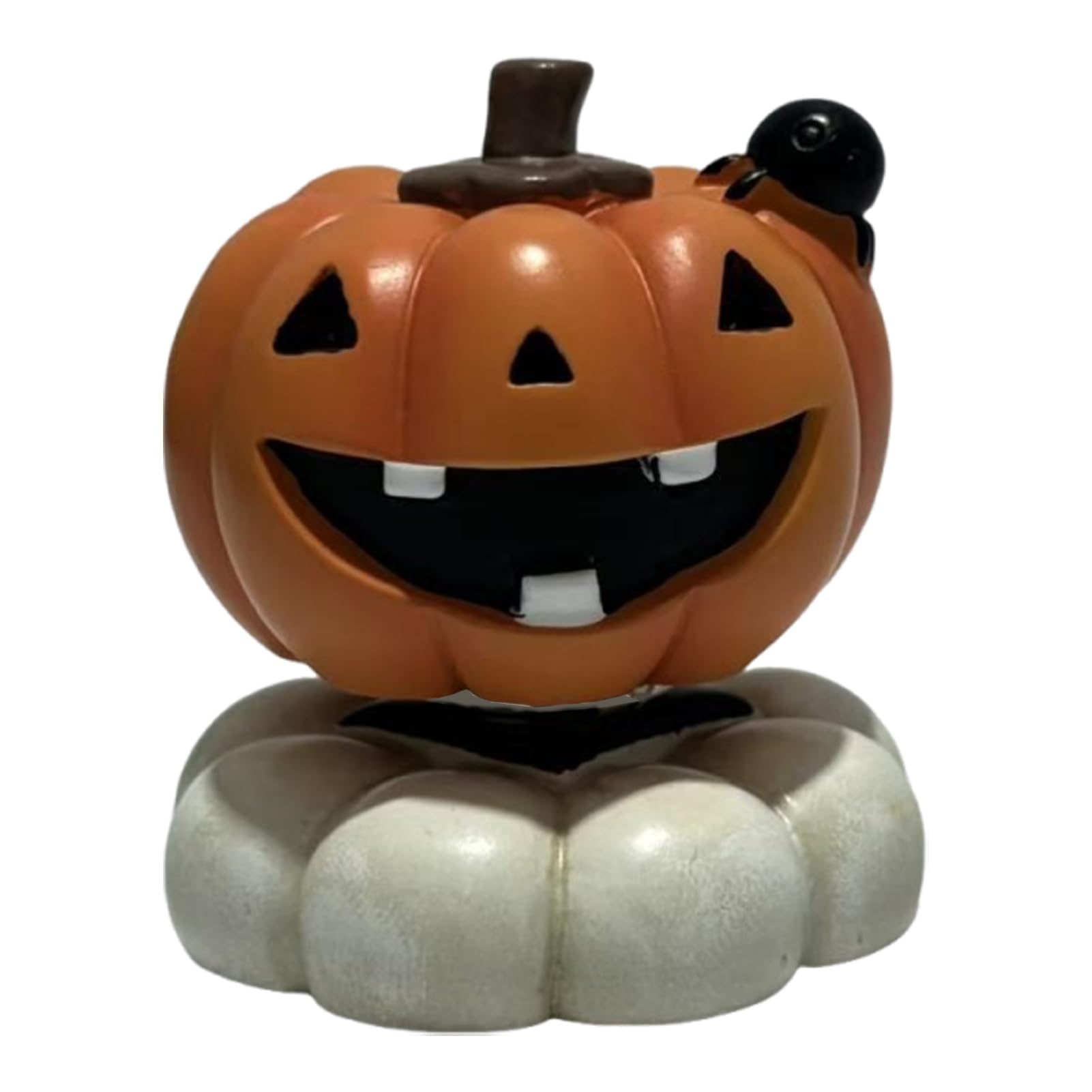 Pasisuu Spooky Halloween Figurine, Small Resin Rotating Ghost Skull Pumpkin Gravestone Statue, Collectible Tabletop Ornament for Home Shelf Fireplace Decor B