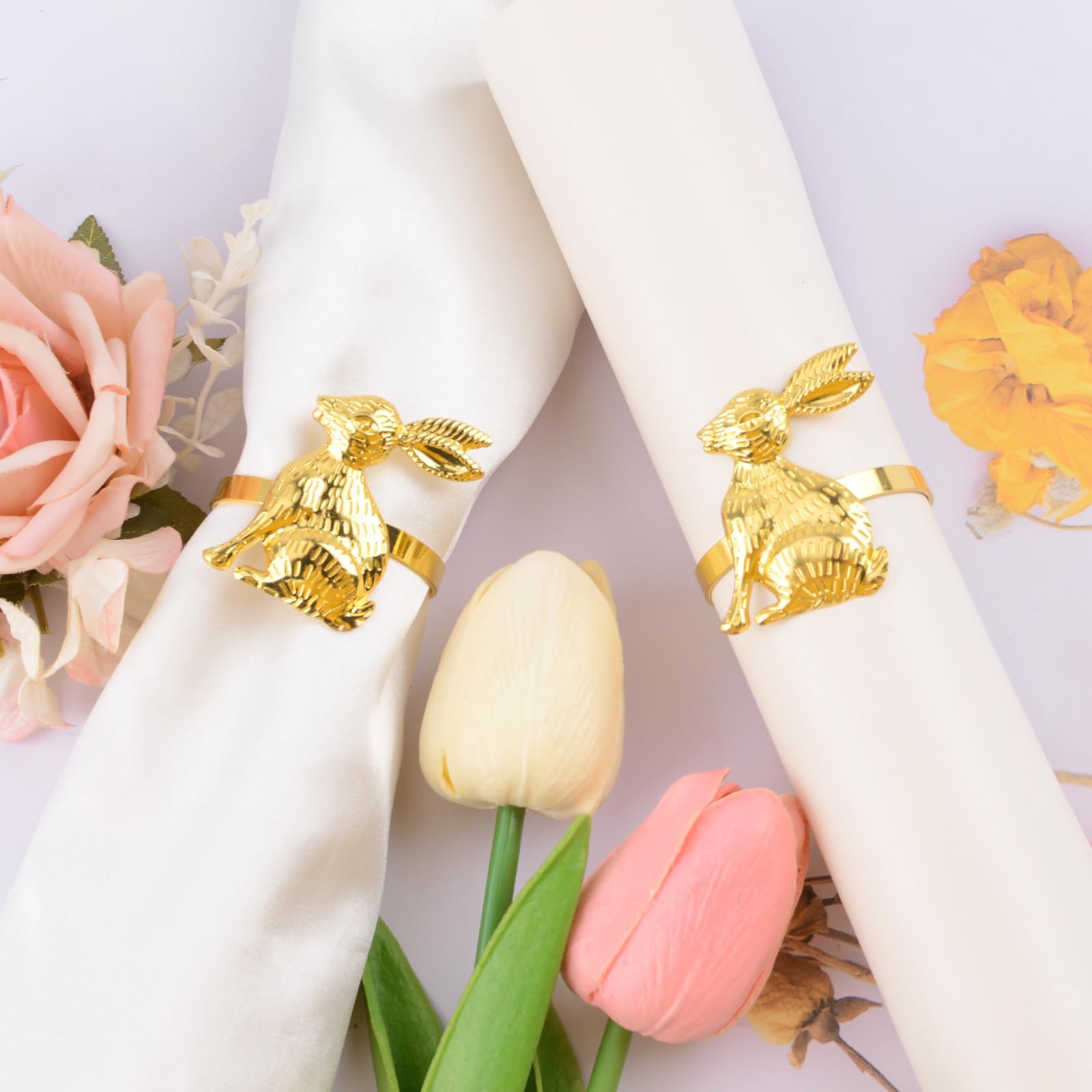 12 PCS Napkin Rings Set, Easter Bunny Dinner Napkin Buckle Holder - Image 4