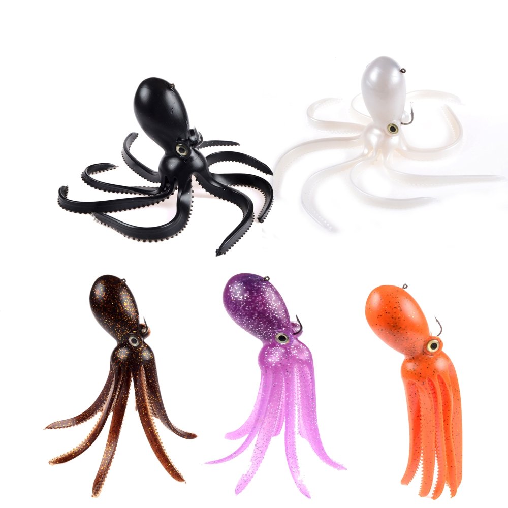 Pulpo Artificial Jig Head con señuelo con Falda de Plomo de Cola Larga para Pesca de Agua Salada Big Game (PVC, 9cm/18cm/24cm, opción
