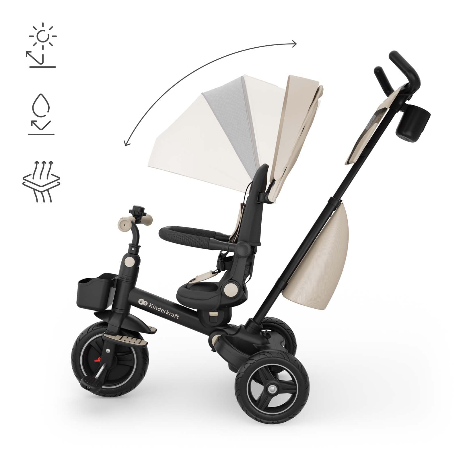Kinderkraft Spinstep 2 Plus Dreirad-Kinderwagen, Beige