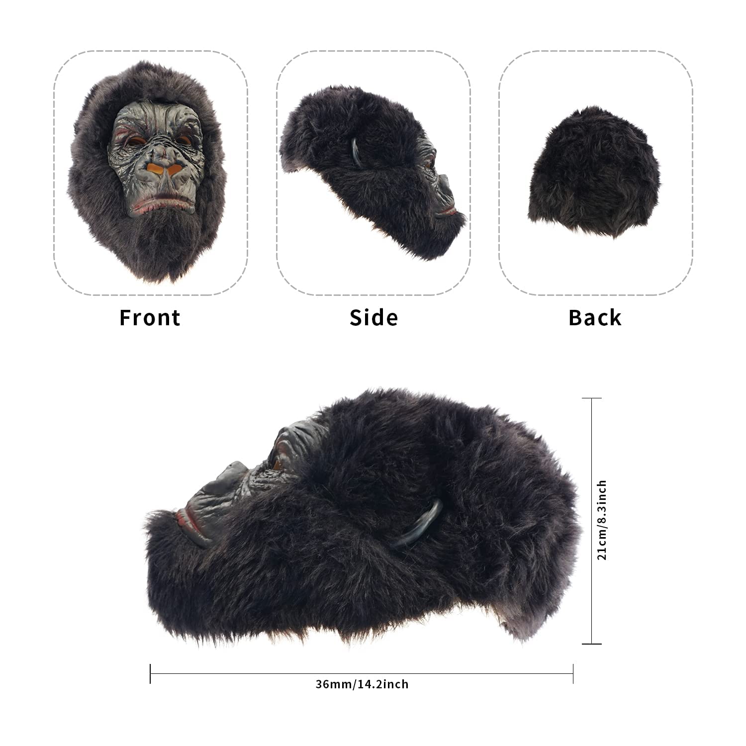 CreepyParty - Máscara de Gorila King Kong de Látex de Cabeza Completa, Máscara Realista de Chimpancé, Disfraz para Halloween, Carnaval, Fiesta de Cumpleaños