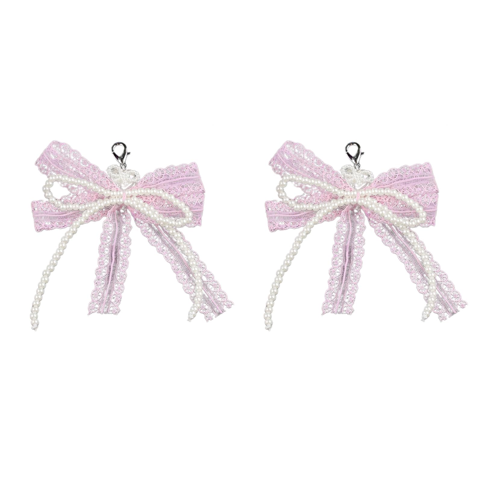 NEWFT Detachable Shoe Jewelry Shoelaces Charm with Intricate Lace Butterfly Bowknot and Synthetic Pearls Embellishment