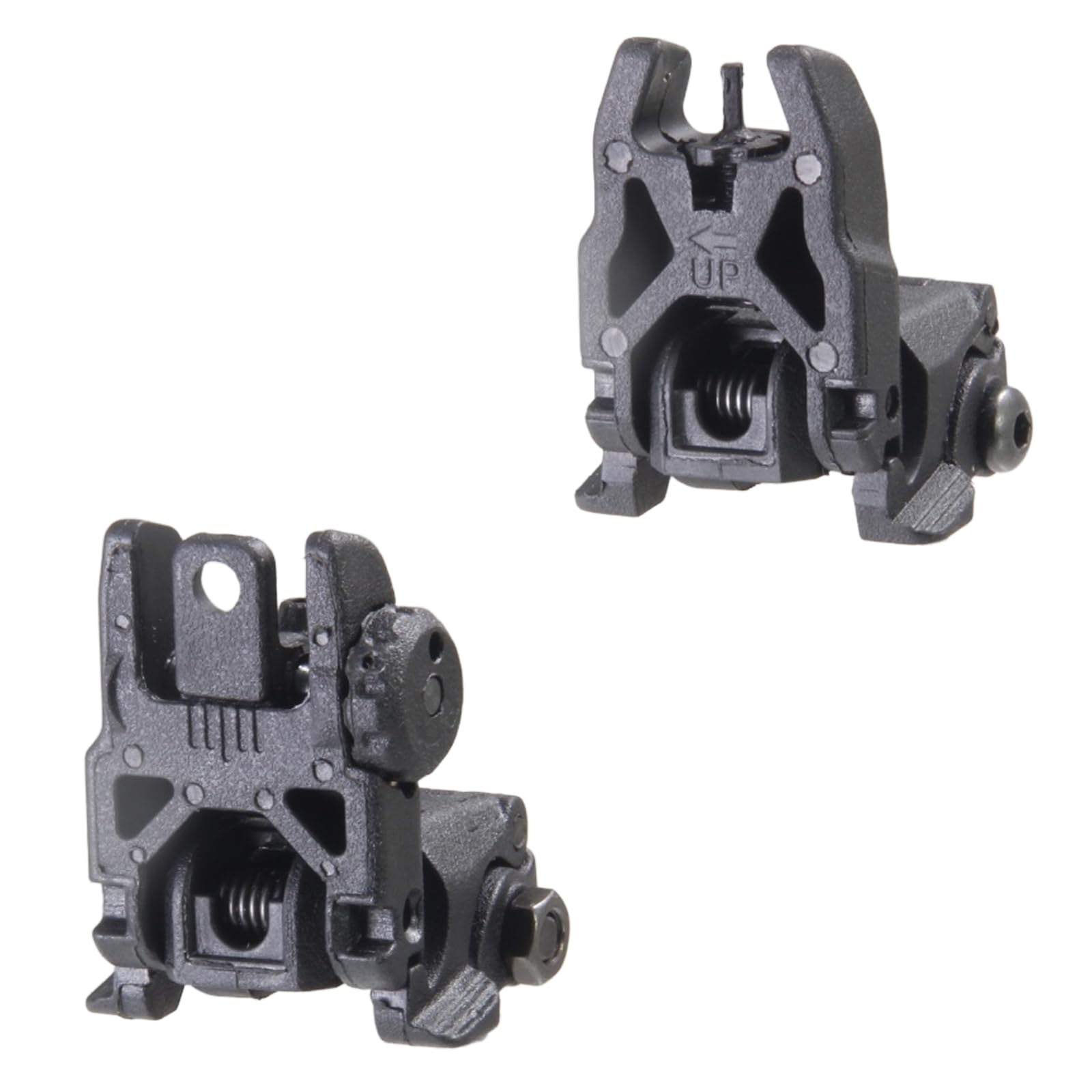 Flip-Up Backup Sights–Nylon Front & Rear Sights for 20mm Rail–Fits Picatinny/Weaver Rails - Lightweight & Tool-Adjustable