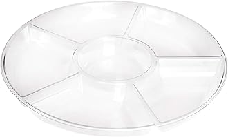 PLASTICPRO6 Sectional Round Plastic Serving Tray/Platters Clear Pack of 2