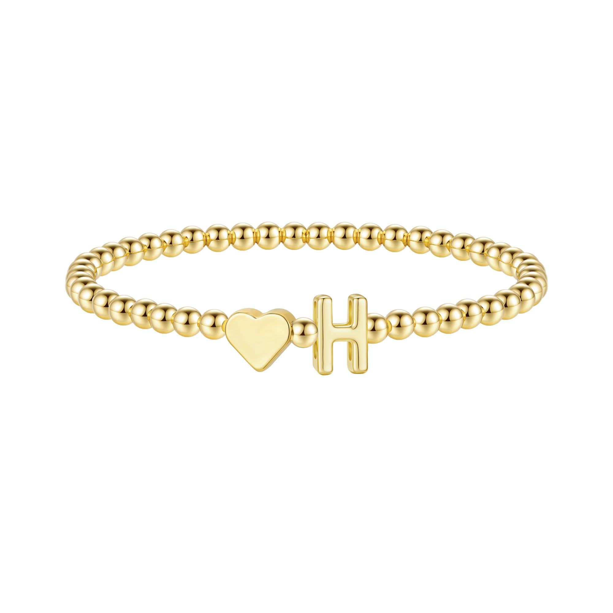 TINGN Armband Damen Gold - 14K Gold Vergoldet Herz Buchstaben Armband A-Z Perlenarmband Armbänder Personalisierte Geschenke Geburtstagsgeschenk für Frauen Mädchen Mama Freundin Geschenk Schmuck Damen