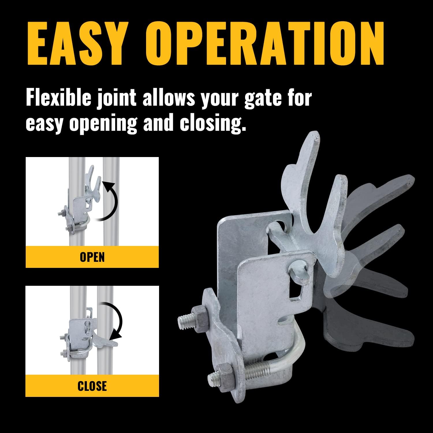 VIVIDA Kennel Gate Latch 1-3/8", Chain Link Dog Kennel Latch, for 1-3/8" Gate Frame & 1-3/8" Panel Frame, U-Bolt & Nuts Included, Galvanized Steel, 2 PCS