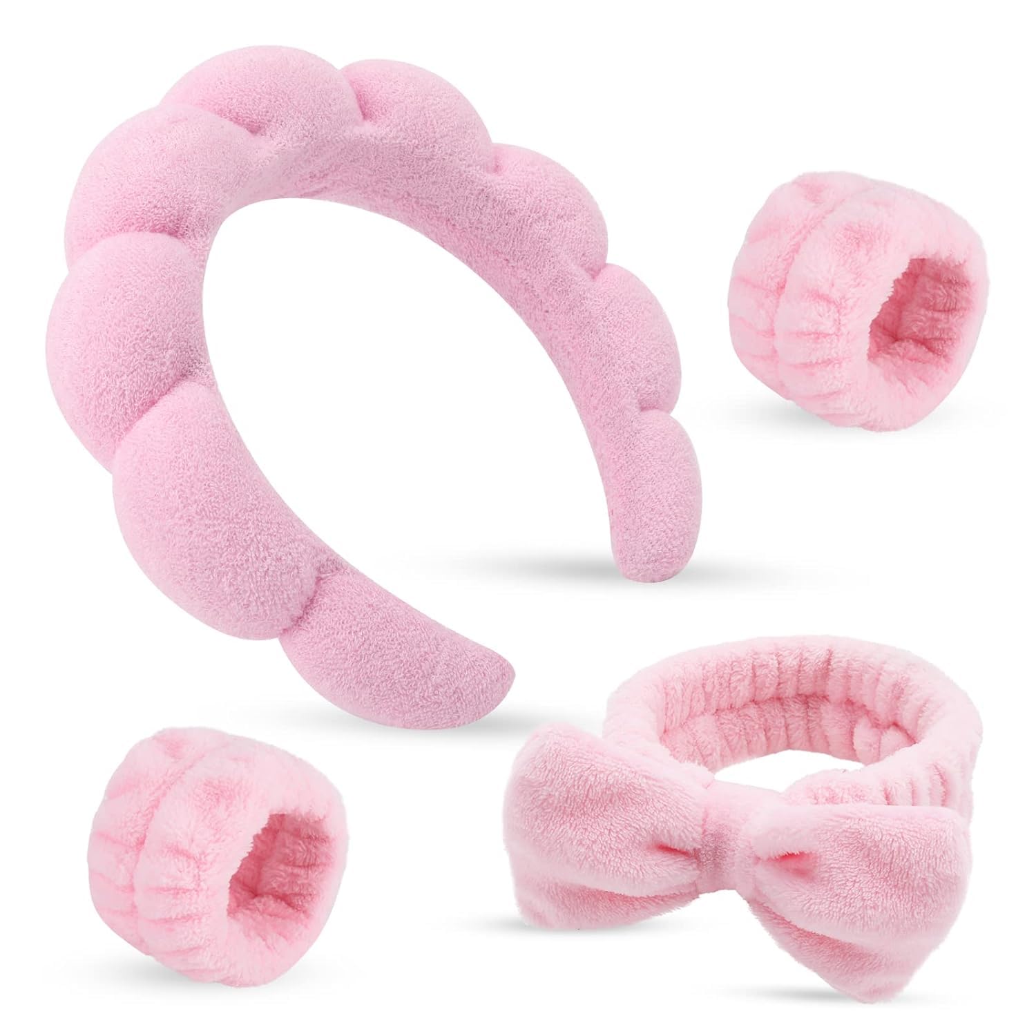6 pz/set Set di fasce per capelli SPA da donna, fascia per capelli, clip per artiglio, fascia per capelli in velluto, per lavare il viso, cura della pelle, trucco  200000297