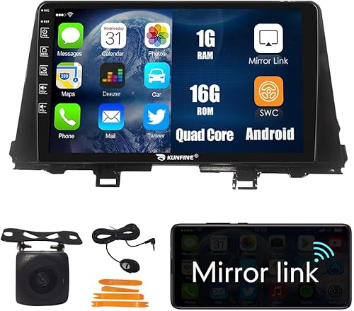 KUNFINE Radio Android CarPlay & Android Auto Autoradio Navegación Automática Reproductor Multimedia Estéreo GPS Pantalla táctil RDS DSP BT WiFi